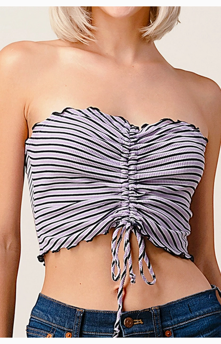 Women's Stripe Ruched Tube Top