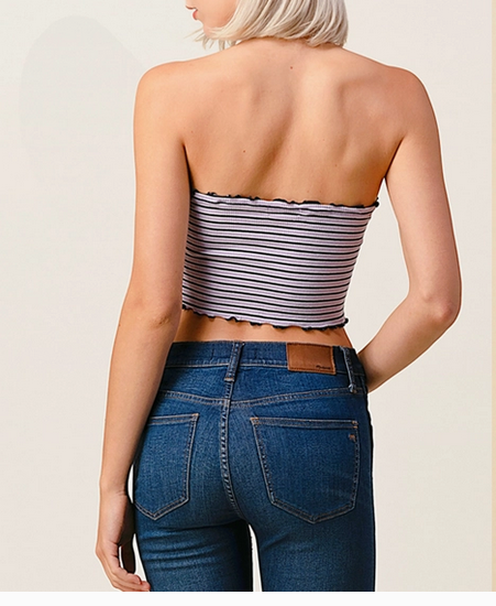 Women's Stripe Ruched Tube Top