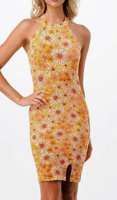 Women's Poly Spandex Floral-Printed Racerback High Neck Cami Dress