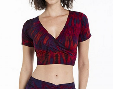 Women's Rayon Spandex Tie-Dye V-Neck Crop Top