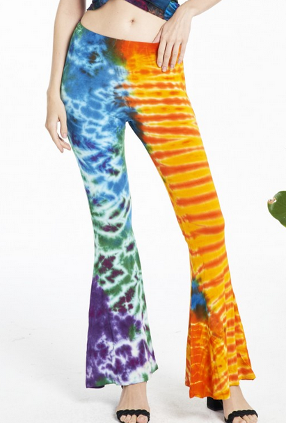 Women's Viscose Spandex Tie-Dye Hot & Cold Split Dye Leggings