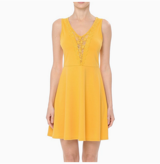 V-Neck Sleeveless Knit Skater Mini Dress
