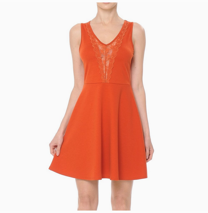 V-Neck Sleeveless Knit Skater Mini Dress