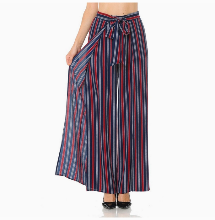 Women's High Waist Wrap Palazzo Pants