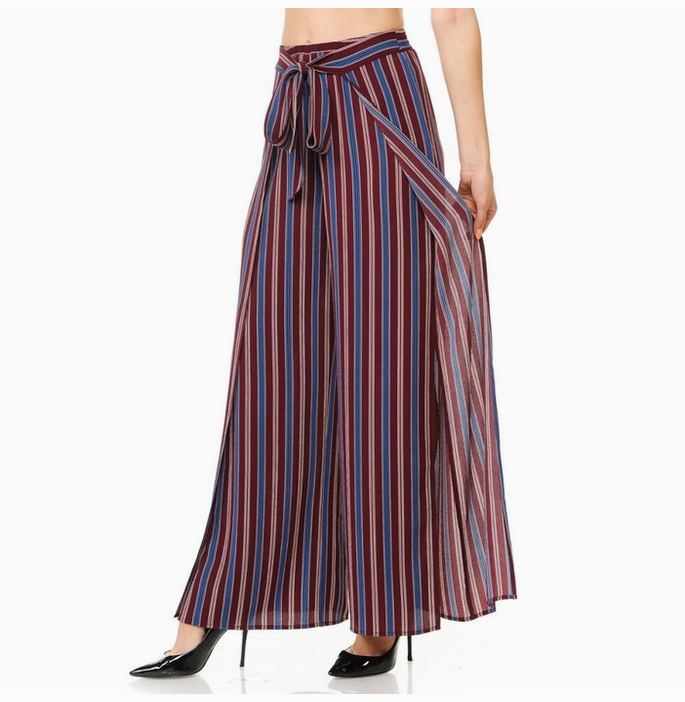Women's High Waist Wrap Palazzo Pants