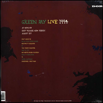Green Day Live 1994: East Orange, New Jersey Colored Vinyl LP