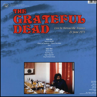Grateful Dead Live In Herouville, France 21 June 1971 Vinyl LP