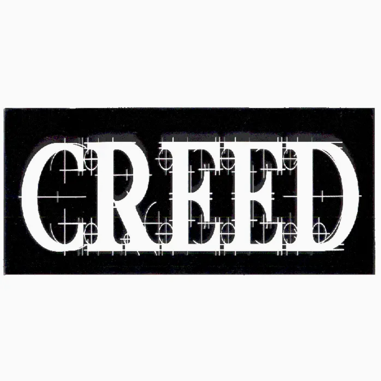 Creed Rectangular White and Black Logo Sticker