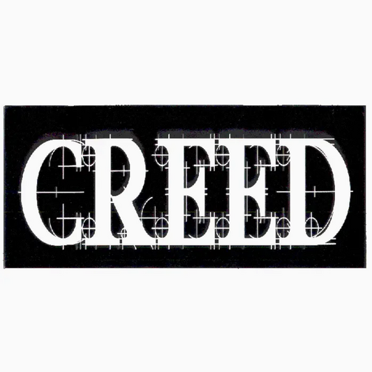 Creed Rectangular White and Black Logo Sticker