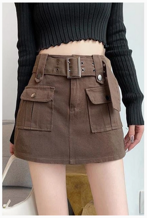 Women's Vintage Army Green A Line Skirt