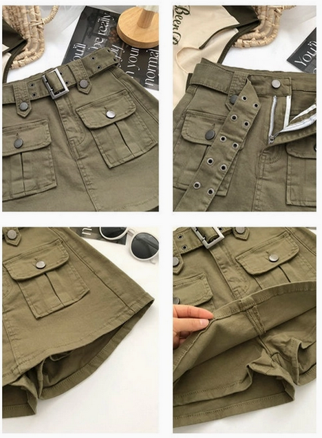 Women's Vintage Army Green A Line Skirt