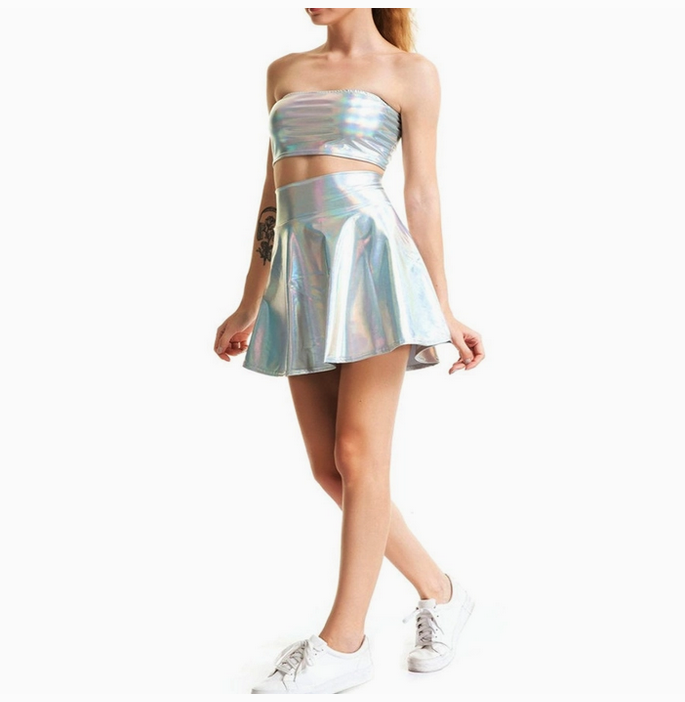 Women's Holographic Bodycon Mini Skirt