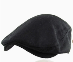Solid Black Newsboy Cap