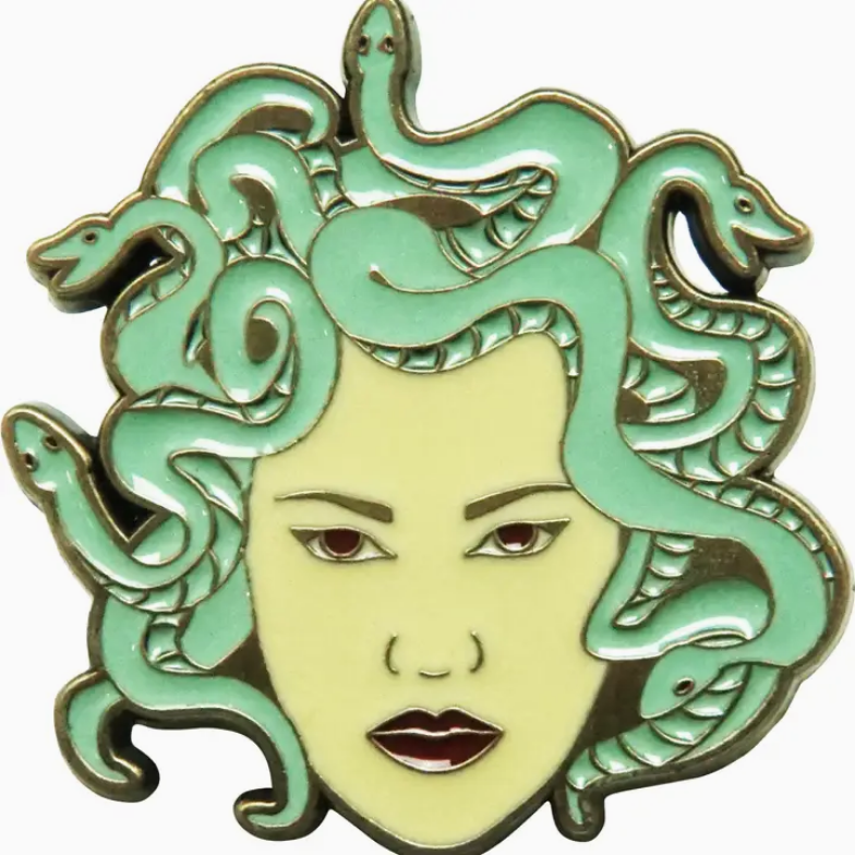 Medusa with Head Full of Snakes Enamel Pin