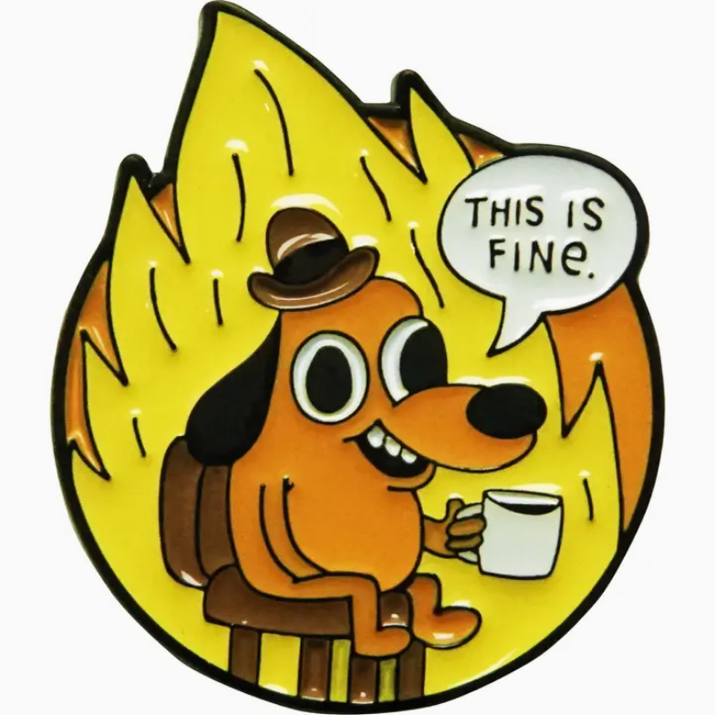 KC Green "This Is Fine" Hound Enamel Pin