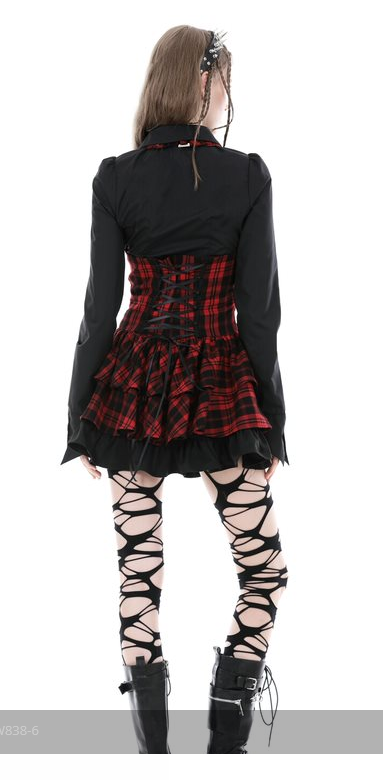 Women's Punk Plaid Frilly Dress