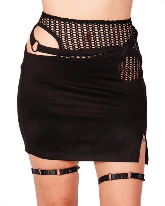 Women's Fishnet Cross Mini Skirt