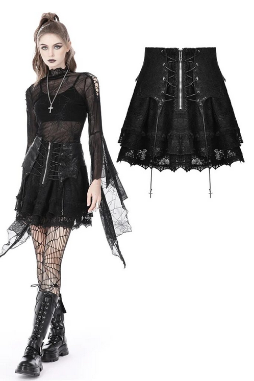 Women's Lace Up Lace Skirt