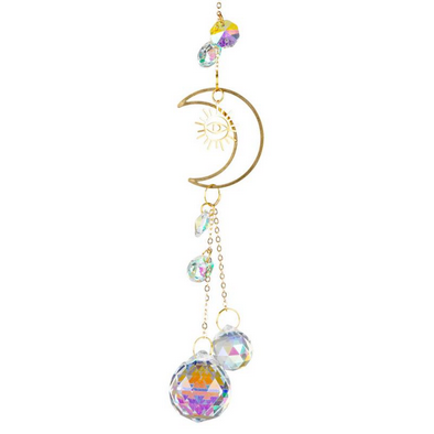 Crystal Moon Suncatcher w/ Evil Eye
