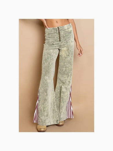 Stars and Stripe Print Corduroy Flare Pants