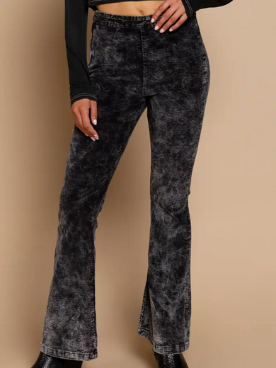 Corduroy Zipper Closure Bootcut Pants