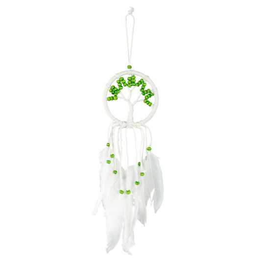 Macrame Green Beaded Tree of Life Dreamcatcher