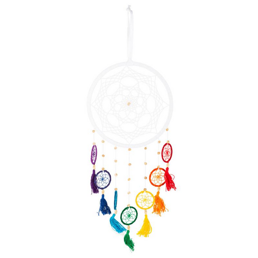 White Suede Rainbow Dreamcatcher