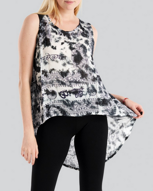 Women's Rayon Tie-Dye Deity Print Tank Top