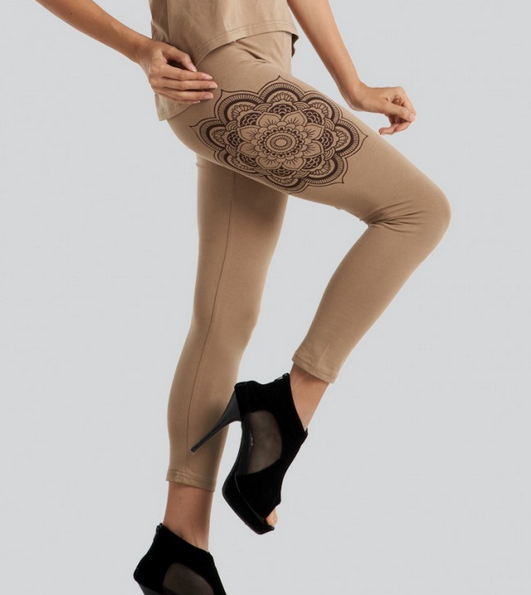 Women's Cotton Solid Color Mandala Print Leggings