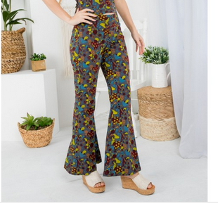 Women's Mushroom Print Cotton Bell Bottoms