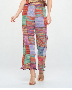 Women's Elastic Waist Cotton Knit Patchwork Pants