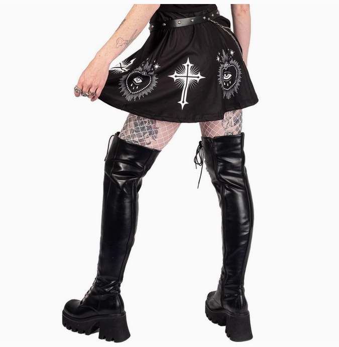 Sacred Heart Eye and Cross Skater Skirt