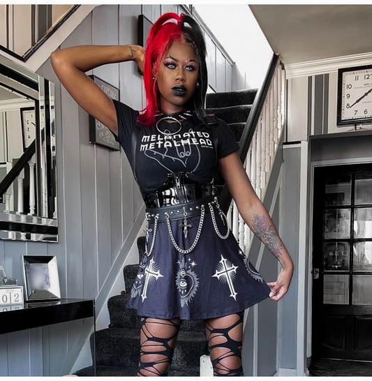 Sacred Heart Eye and Cross Skater Skirt