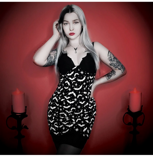 Gothic Bats and Stars Bat Cup Dress