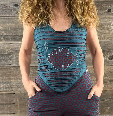 Women's Cotton Lycra Phish Donut Print Backless Tie-Back Top
