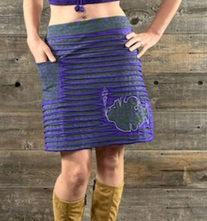 Women's Cotton Lycra Donut Print Razor Cut Mini Skirt w/ Cargo Pocket & Phish Outline