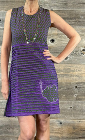 Women's Cotton Lycra Small Donut Print Razor Cut Lace Up Back Mini Dress Phish Outline