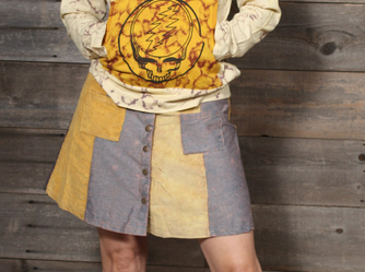 Women's Corduroy & Denim Stonewash Patchwork Mini Skirt