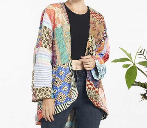Women's Polysilk Patchwork Long-Sleeve Jacket