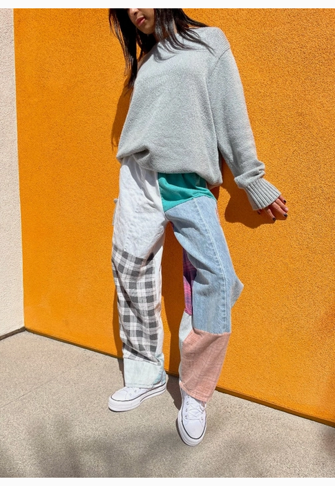 Unisex Flannel & Denim Combo Recycled Pants