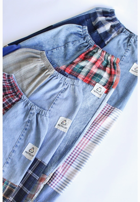 Unisex Flannel & Denim Combo Recycled Pants
