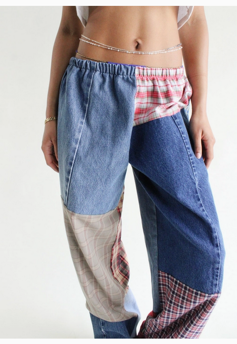 Unisex Flannel & Denim Combo Recycled Pants