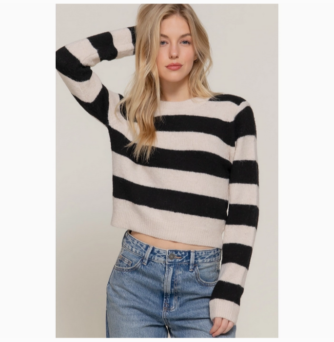 Women's Crew Neck Striped Sweater