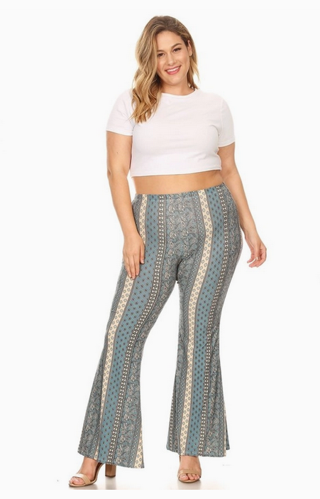 Women's Plus Size Aztec Wide Leg Flare Pant