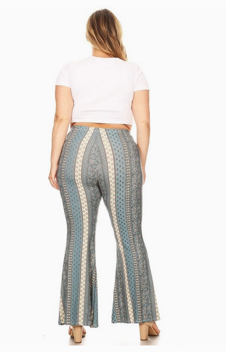 Women's Plus Size Aztec Wide Leg Flare Pant