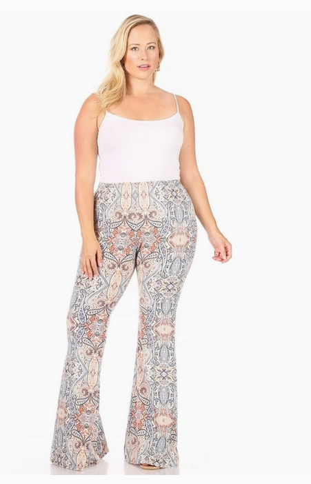 Women's Plus Size Aztec Wide Leg Flare Pant