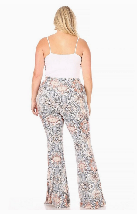 Women's Plus Size Aztec Wide Leg Flare Pant