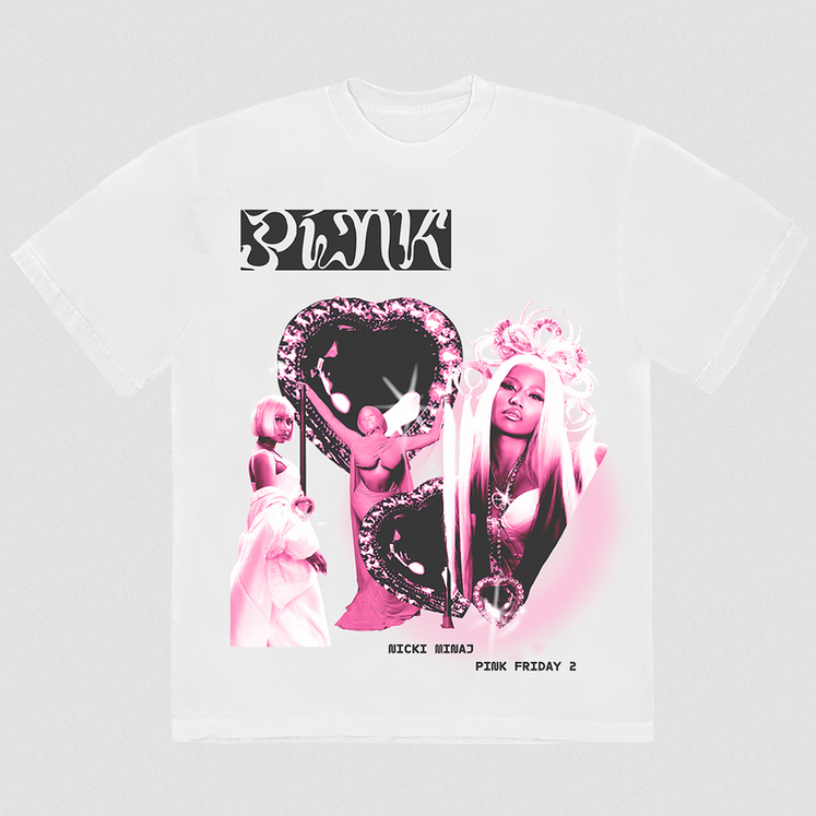 Unisex Nicki Minaj White Heart Collage T-Shirt