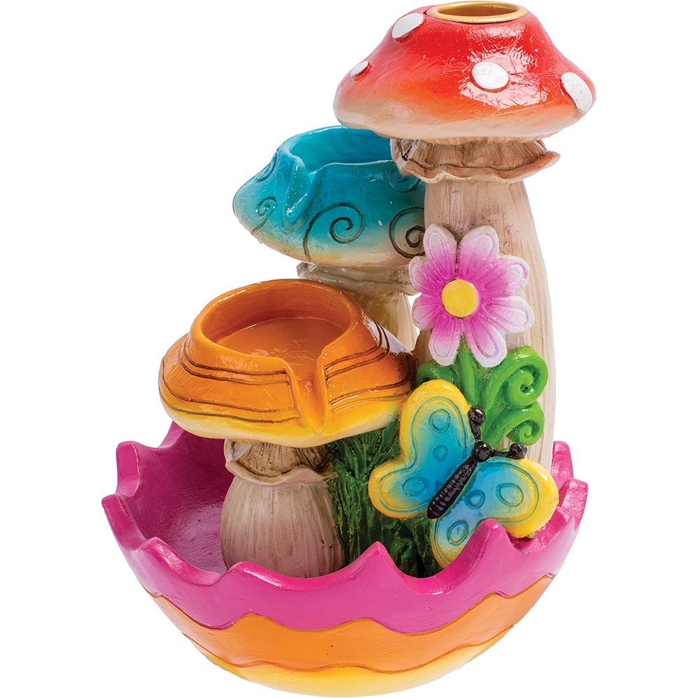 Triple Mushroom Flower Butterfly Backflow Incense Burner