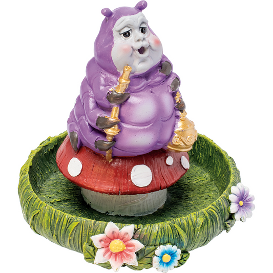 Chunky Purple Alice in Wonderland Caterpillar Backflow Incense Burner